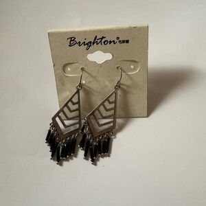 Brighton Silver and Black Chevron Earrings